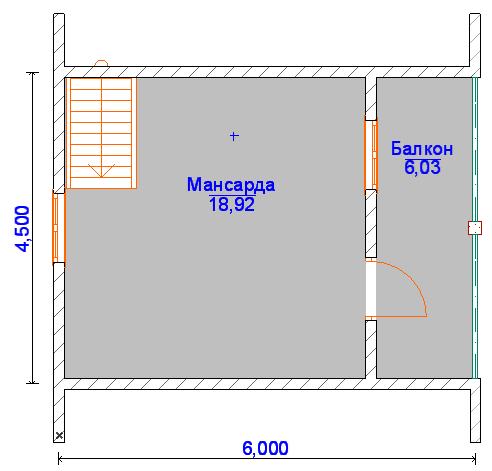 Планировка мансардного этажа 6 на 6