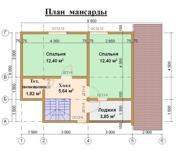 Планирока второго этажа дом 6 на 9