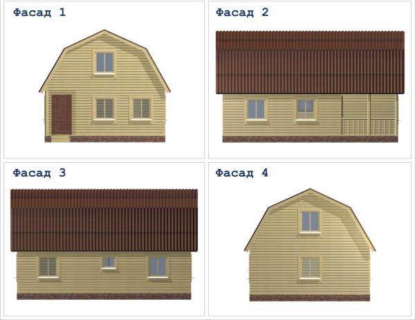 Фасад вместительного дома из бруса 6 на 9