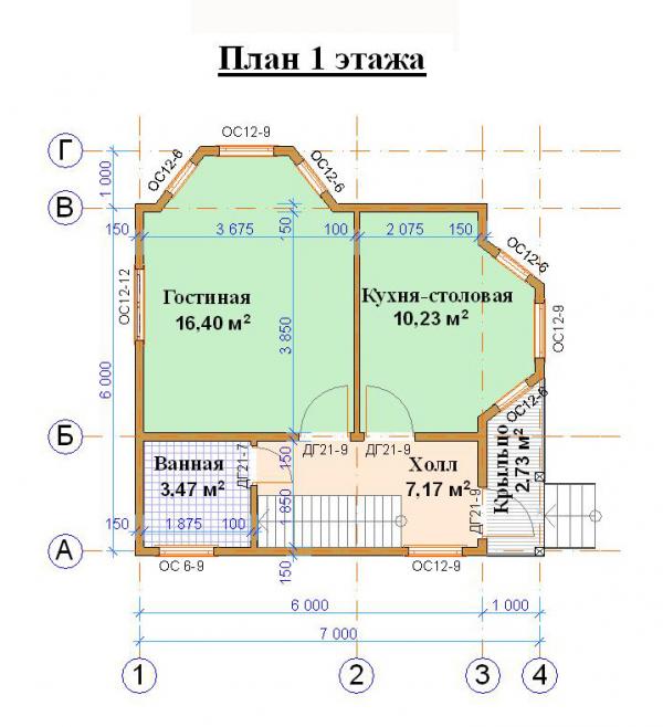 Планировка 1 этажа викторианского коттеджа