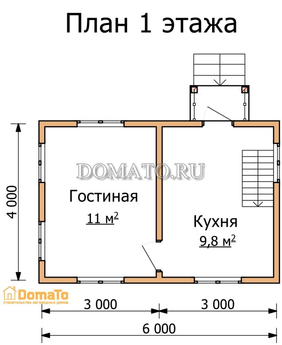 План 1 этажа 6 на 4