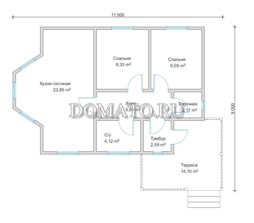 План дома 11,5 на 9