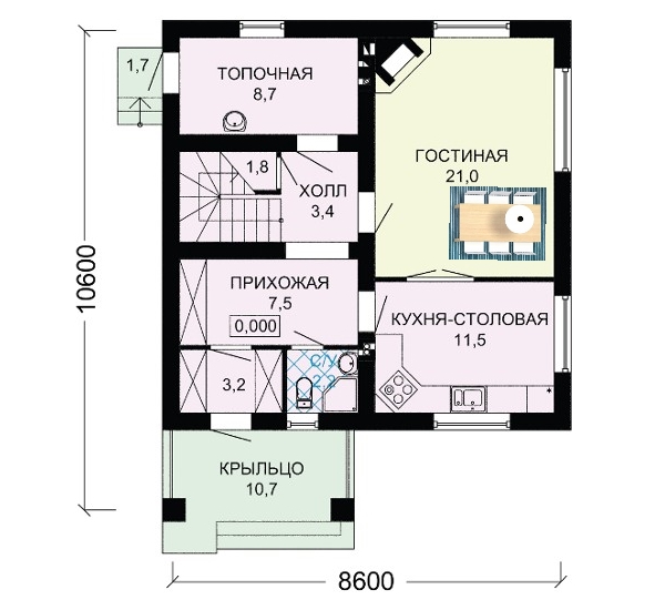 Проект планировки 1 этажа.