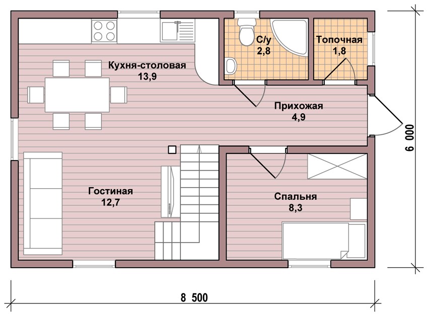 Подробная схема планировки дома