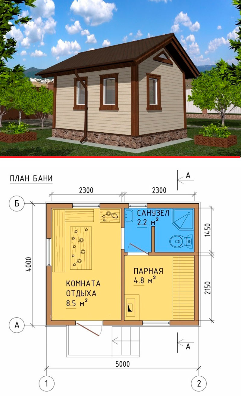 Проект каркасной русской бани