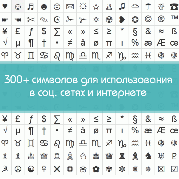 Спецсимволы, которые можно использовать