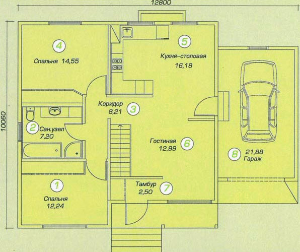 планировка дома c гаражом