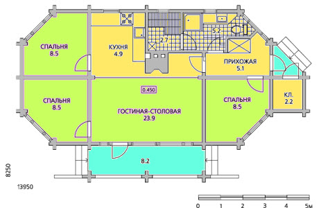 план одноэтажного дома14x8 