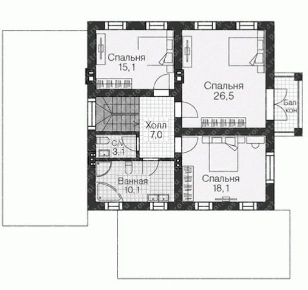 Планировка второго этажа для дома с балконом