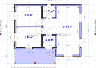 Каркасный дом 7х9 одноэтажный - проект 7-9-2