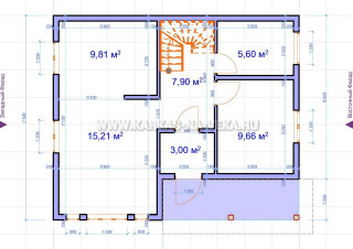 Каркасный дом 7,5х9 полумансардный - проект 7,5-9-1