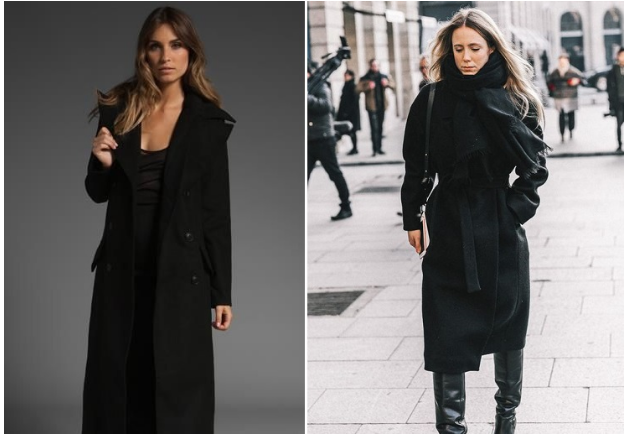 Модные образы с чёрным пальто