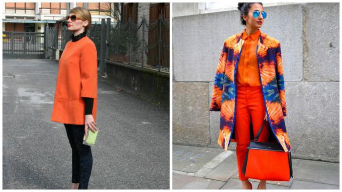 С чем можно носить оранжевое пальто