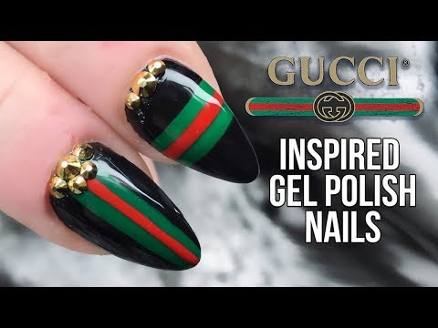 Gucci Nail Design with Urban Graffiti Gel Polish and Bling!!