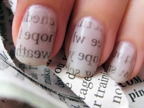 Newspaper Nail Art / Газетный принт на ногтях