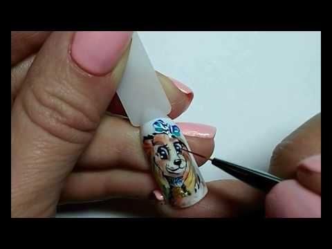 Рисуем собачку на ногтях гель-лаком 🐕Dog on nails with gel polish