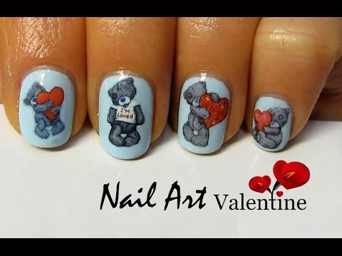 Teddy Bear NailArt / дизайн ногтей VALENTINE