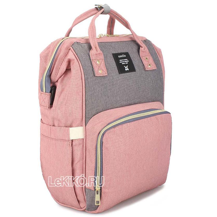 Сумка-рюкзак для школы Элина серый с розовым