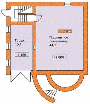 Чертеж цокольного этажа – замечаем, указаны уровни ниже нулевой отметки