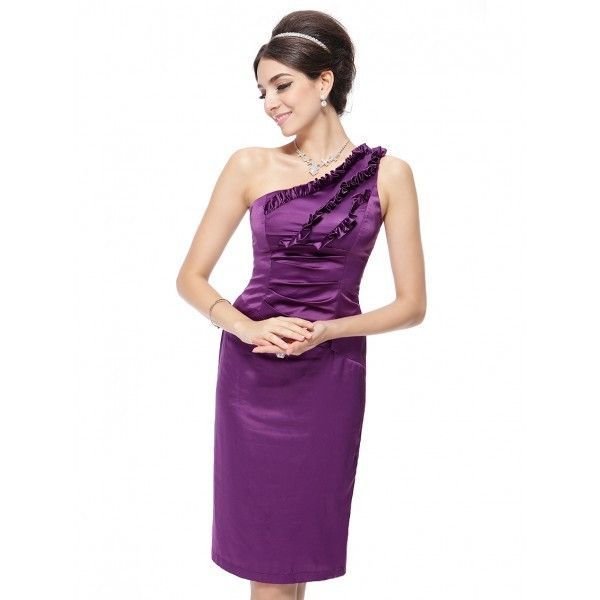 Летнее фиолетовое платье на одно плечо