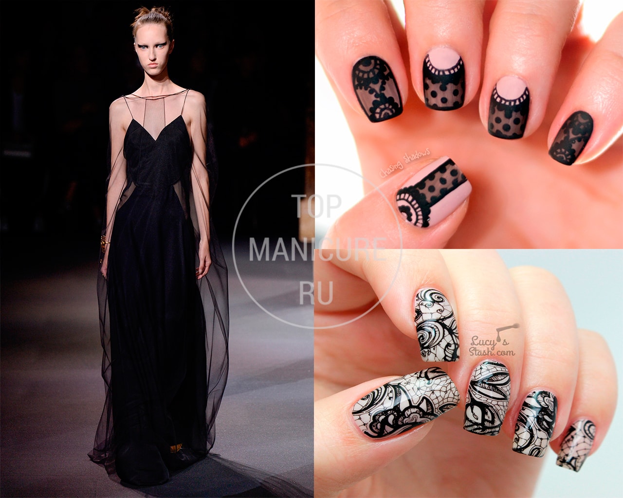 Дизайн ногтей под черное платье