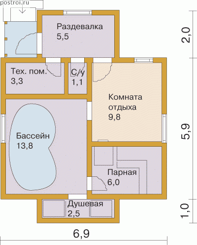 На фото приведен пример проекта бани