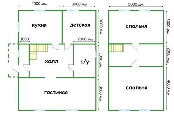 Наглядная планировка дома с мансардой из пеноблоков 7х9