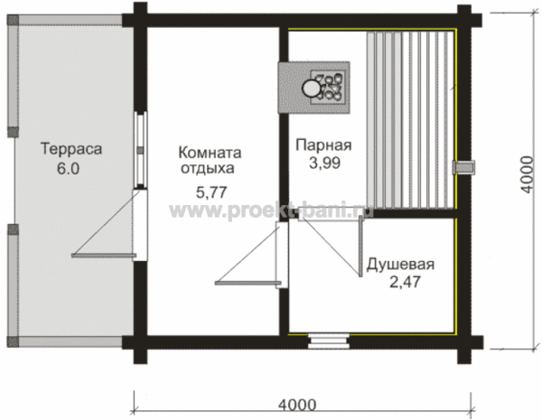 Проект баньки 4×4м