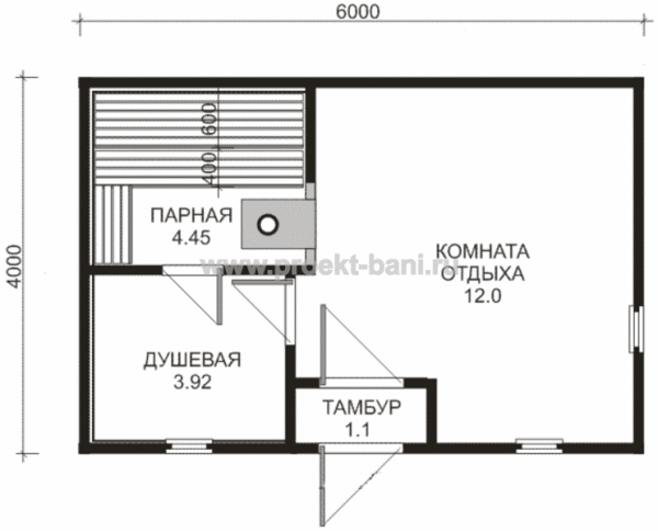 Проект баньки 6×4м