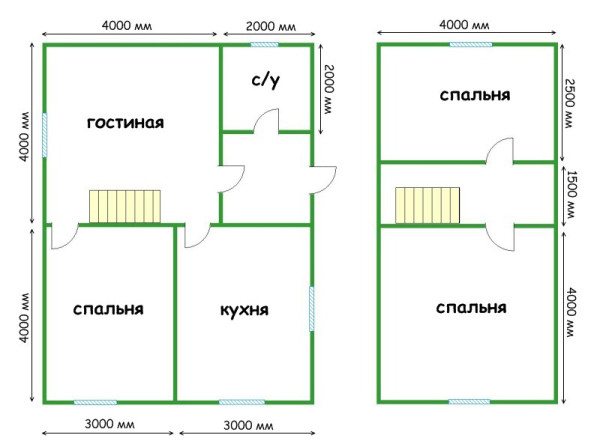 Вот так выглядит планировка дома из пеноблоков 6х8