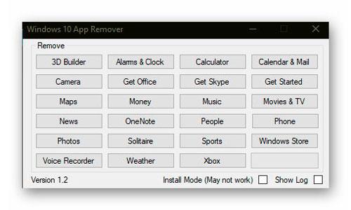 окно Windows 10 Default App Remover