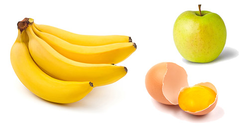 яблоко, желток, банан