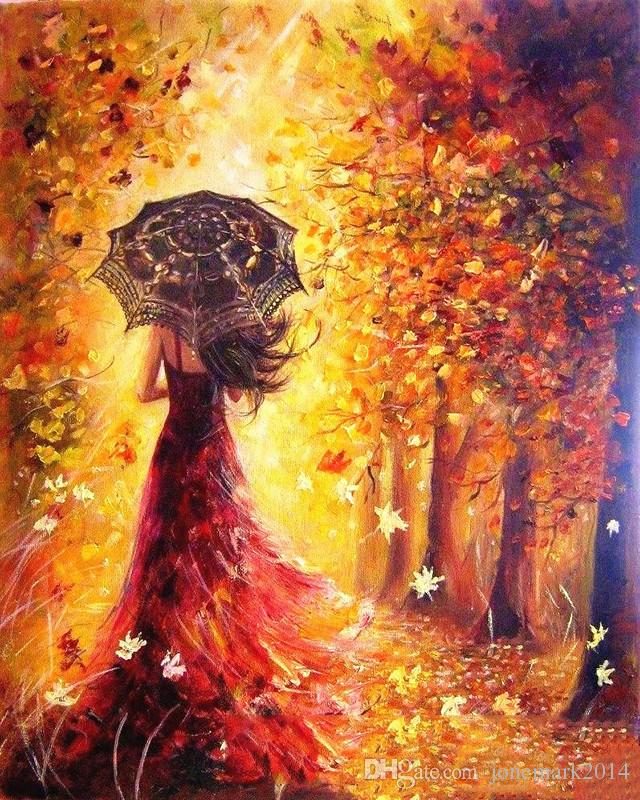 Красивые фото девушек осенью со спины с зонтом (13)