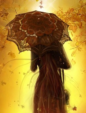 Красивые фото девушек осенью со спины с зонтом (7)