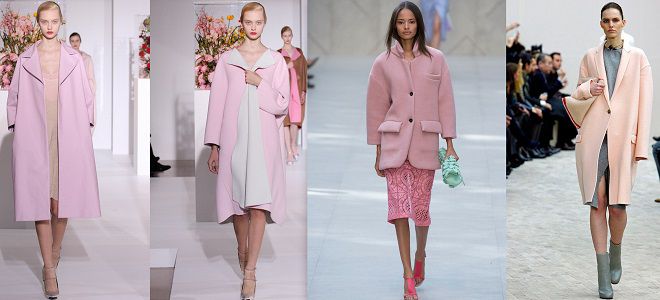 с чем носить бледно розовое пальто