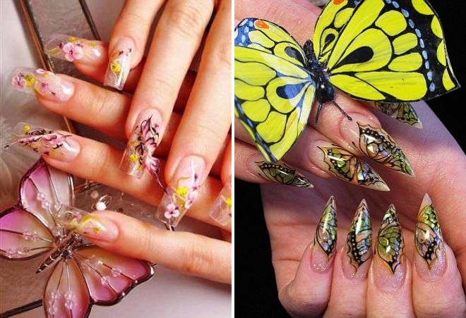 китайская роспись на ногтях бабочка