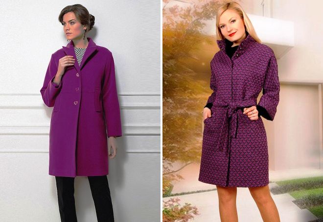 модное фиолетовое пальто