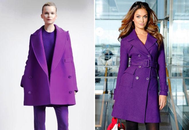 женское фиолетовое пальто