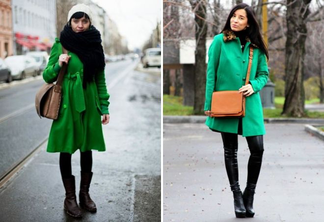 аксессуары к зеленому пальто