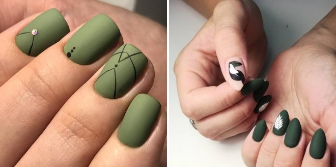 зеленые матовые ногти