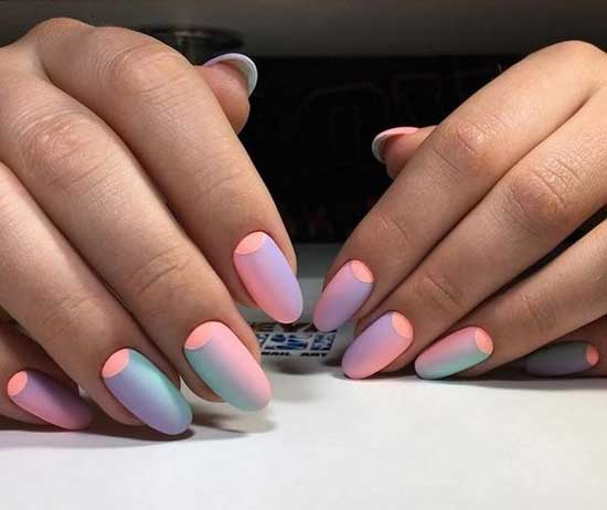 Вертикальный розовый градиент на ногтях
