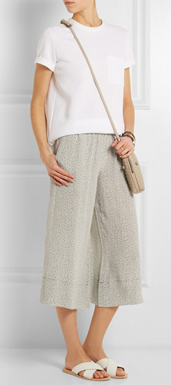 MIH JEANS Soleri Cropped Printed Silk-georgette Culottes