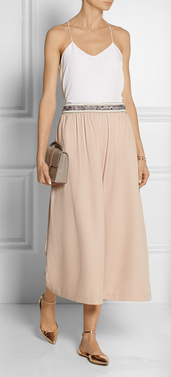 SALONI Lorna Embellished Crepe Culottes